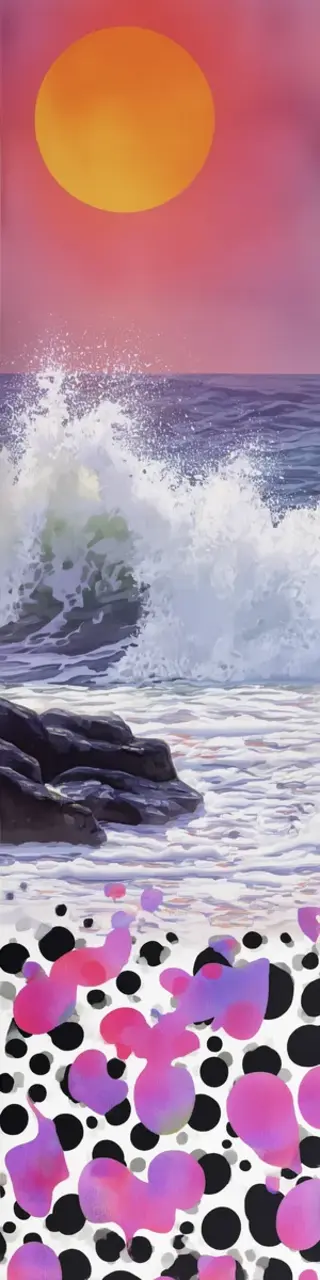 Free printable pink sunset waves bookmark