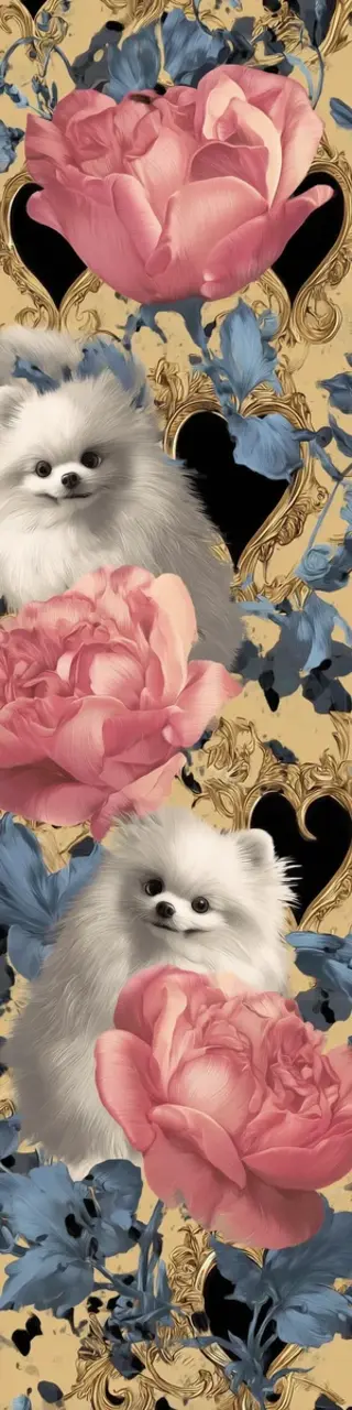 Free printable Pomeranian floral bookmark