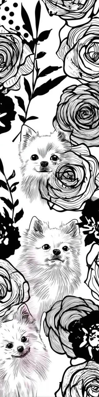 Free printable Pomeranians coloring bookmark