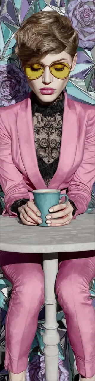 Free printable pondering coffee at table bookmark