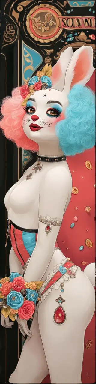 Free printable posing clown bunny bookmark