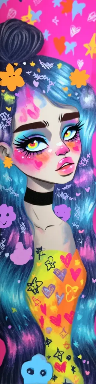 Free printable pretty colors girl face bookmark