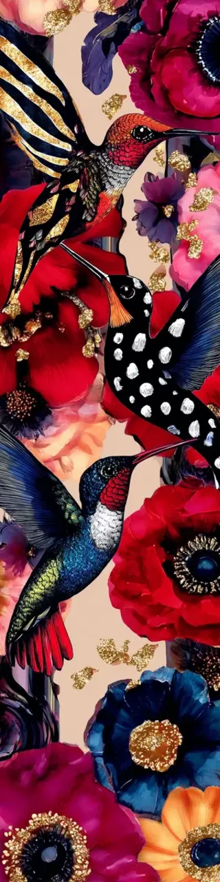 Free printable primary colors hummingbirds and flowers bookmark