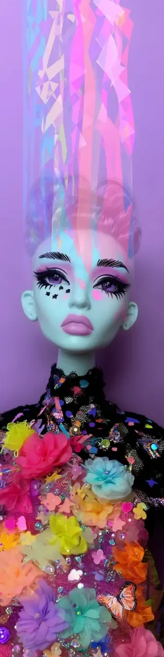 Free printable purple colorful doll bookmark