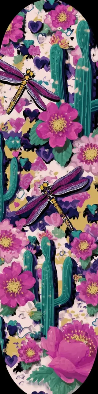 Free printable purple dragonflies cacti bookmark