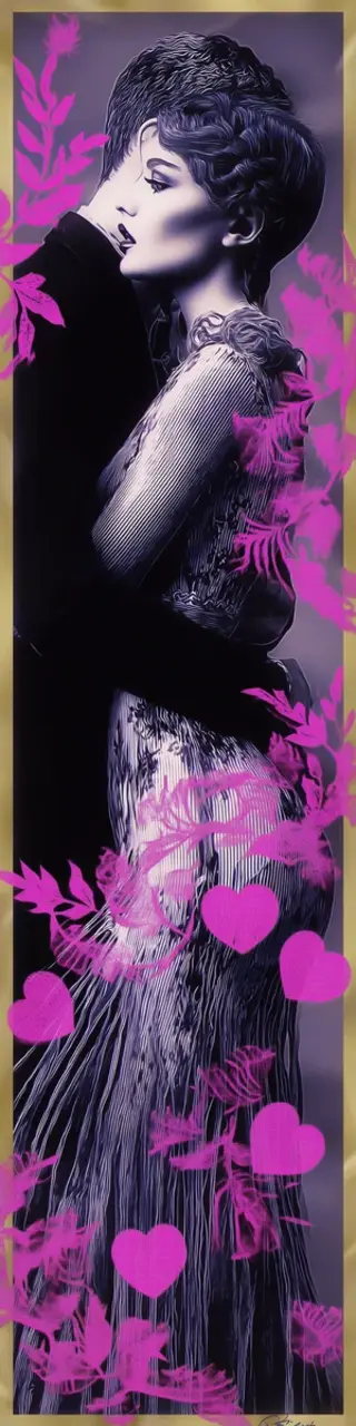 Free printable purple hearts romance bookmark