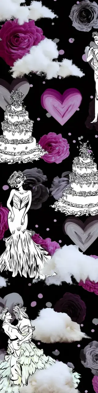 Free printable purple hearts white wedding bookmark