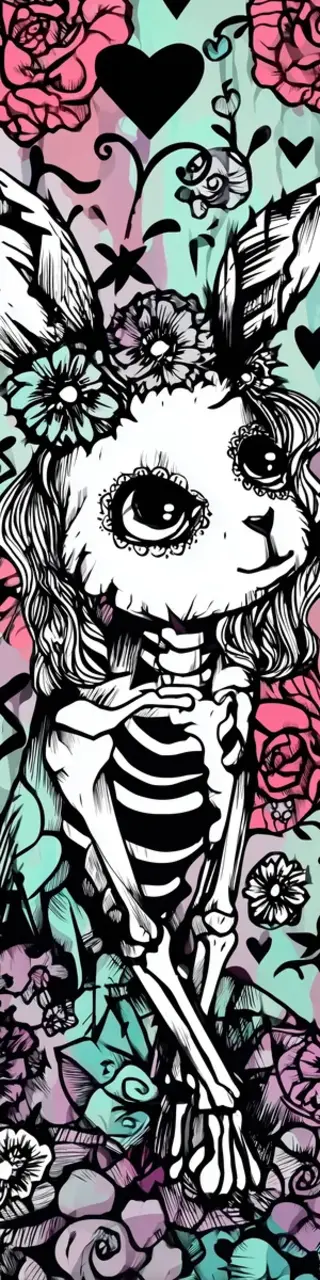 Free printable rabbit skeleton Easter bookmark