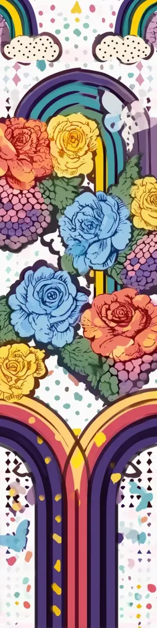 Free printable rainbow crossing floral bookmark