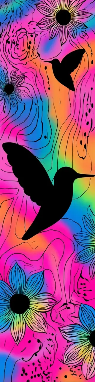 Free printable rainbow hummingbirds bookmark