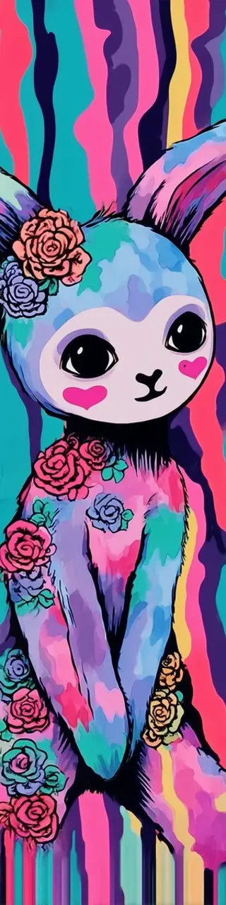 Free printable rainbow rabbit bookmark