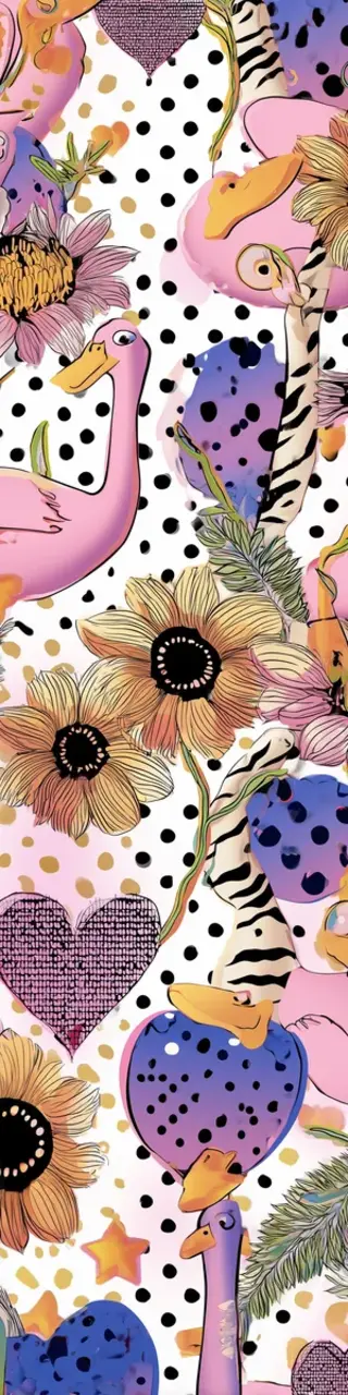 Free printable pink ducks with floral design bookmark