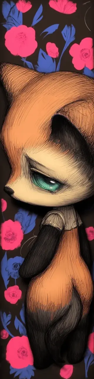 Free printable really sad solitary fox bookmark