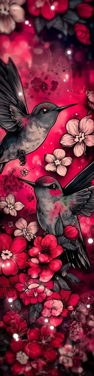 Free printable red hummingbirds bookmark