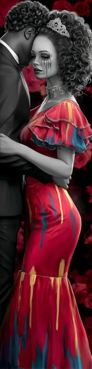 Free printable red dress side kiss bookmark