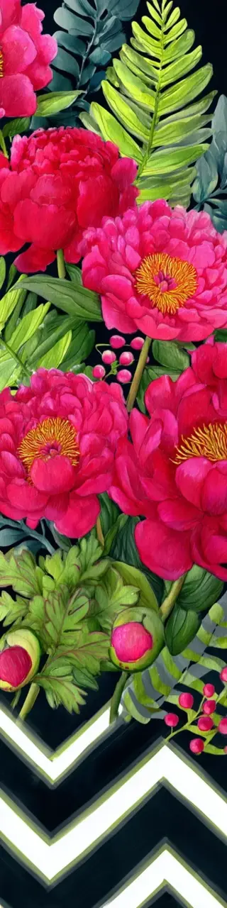 Free printable red flowers and ferns bookmark