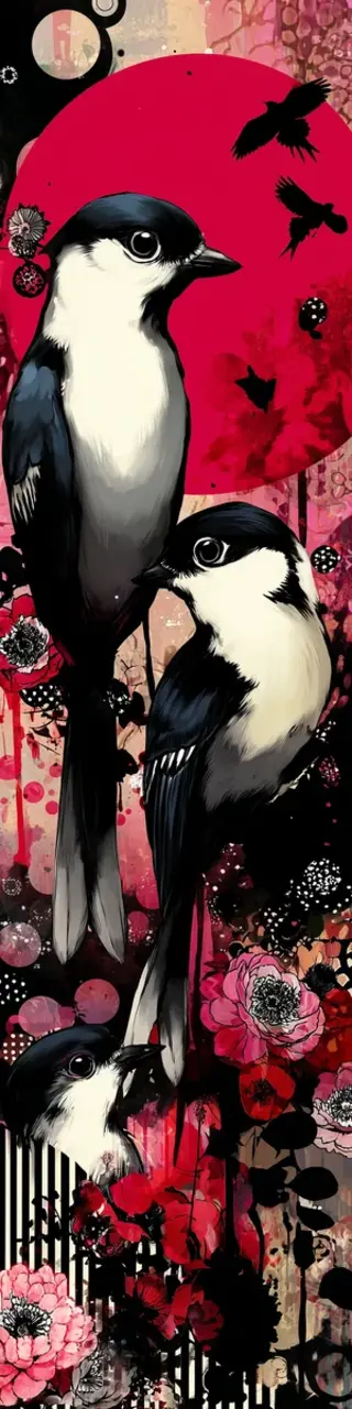 Free printable red moon birds bookmark