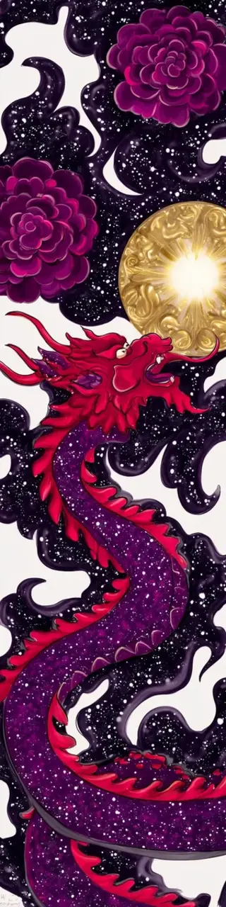 Free printable red and purple dragon bookmark