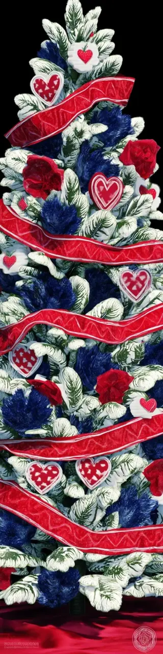 Free printable red ribbon Christmas tree bookmark