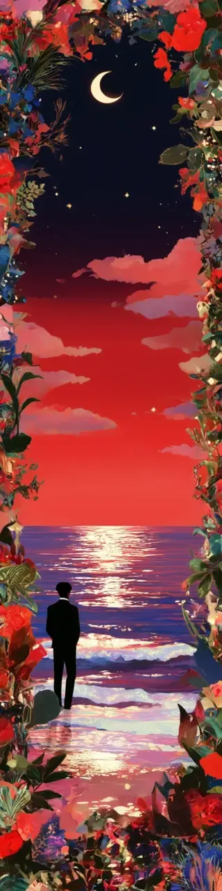 Free printable red sky beach sunset bookmark