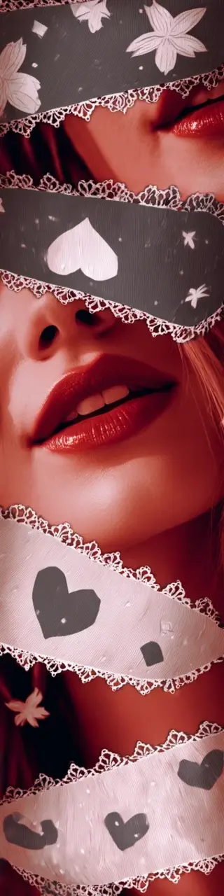 Free printable ribbon over face valentines bookmark