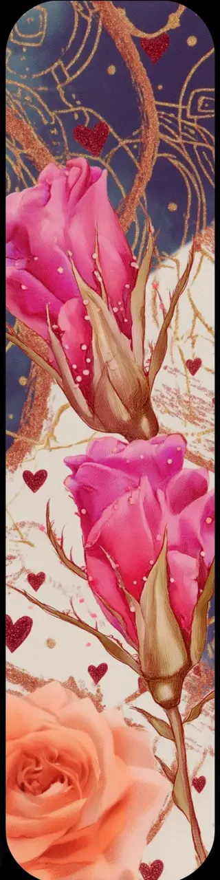 Free printable rosebuds and hearts bookmark