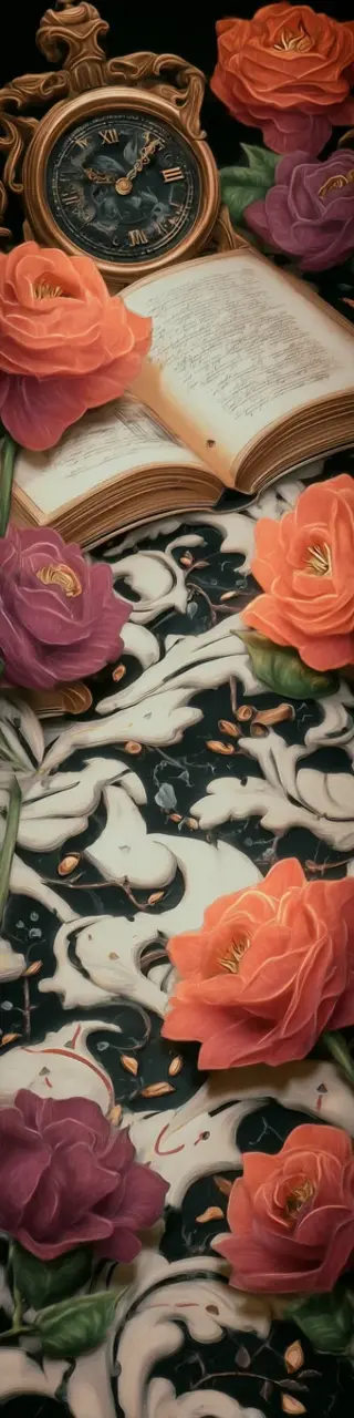 Free printable roses and book dark academia bookmark