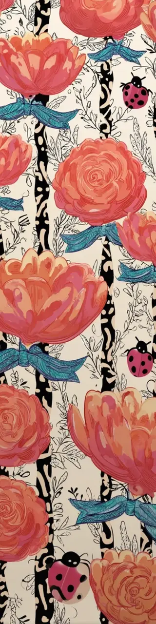 Free printable roses on lines ladybugs bookmark