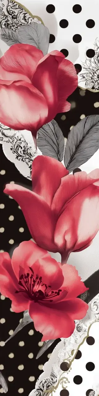 Free printable roses over polka dot bookmark