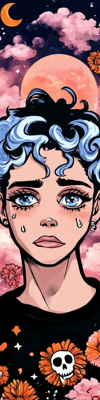 Free printable sad cry full moon bookmark