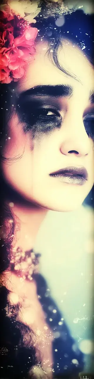 Free printable sad lady with flower bookmark