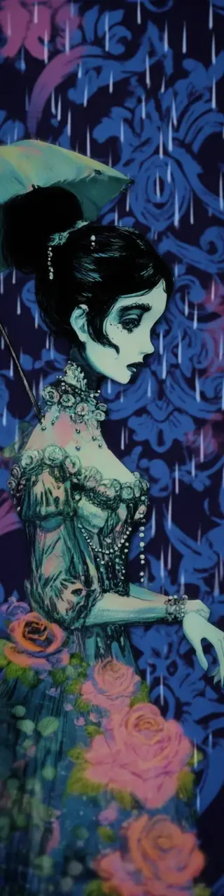 Free printable sad woman in rain bookmark