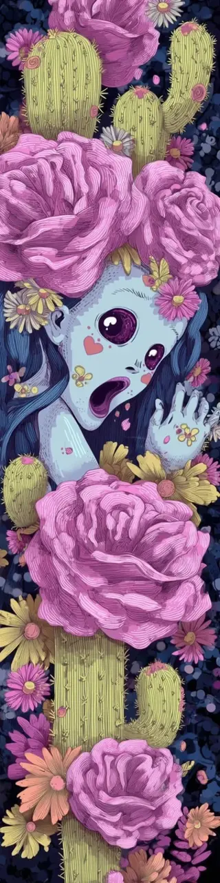 Free printable scared cactus floral bookmark