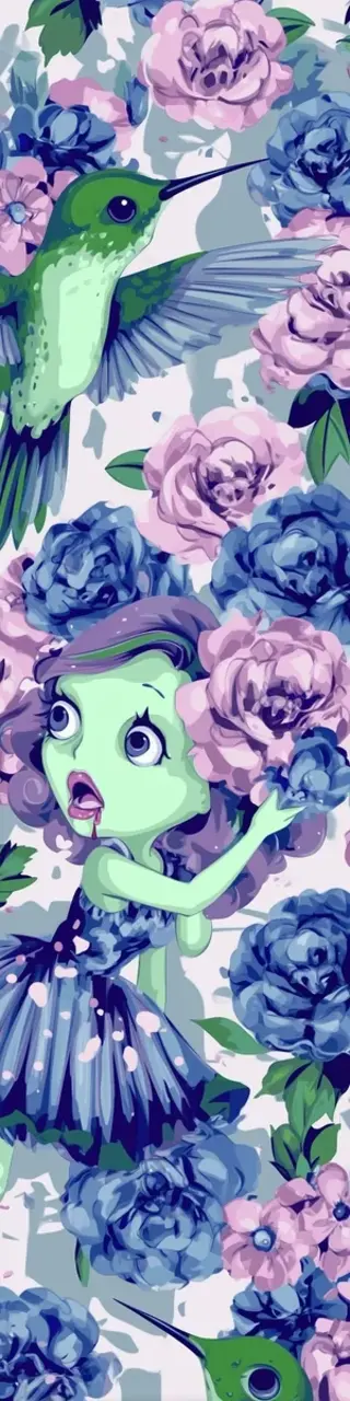 Free printable scared girl pastel hummingbird bookmark