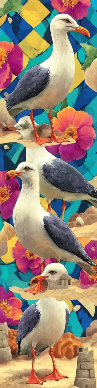 Free printable seagulls pileup bookmark