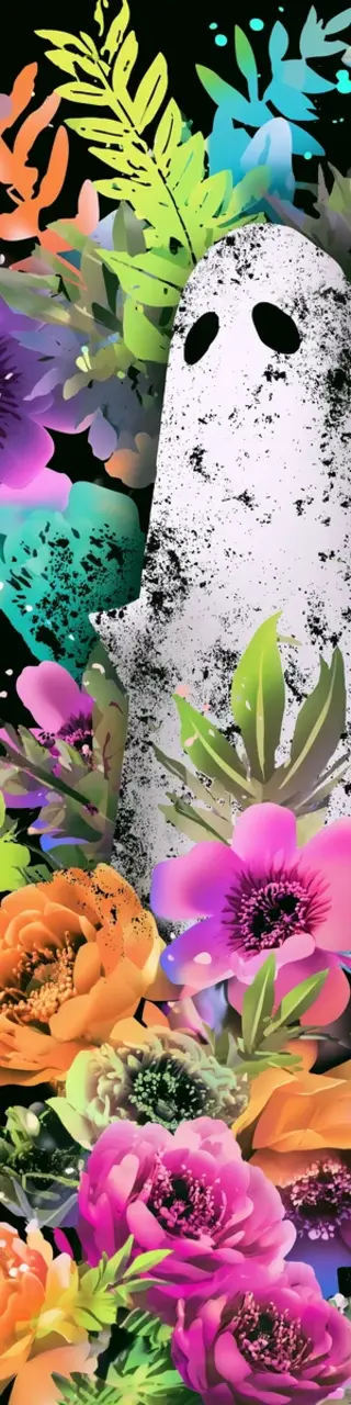 Free printable side ghost floral bookmark