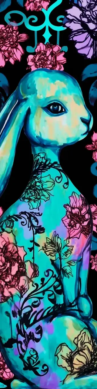 Free printable sideways blue rabbit bookmark