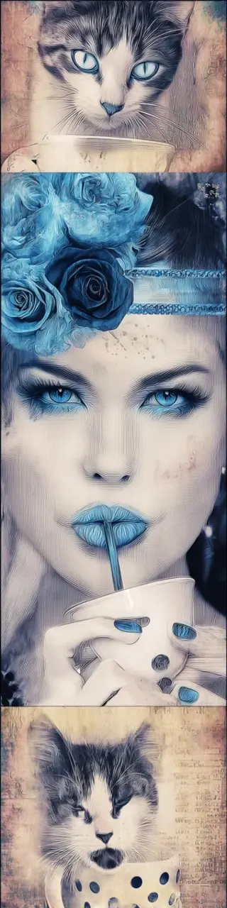 Free printable sipping lady cats bookmark