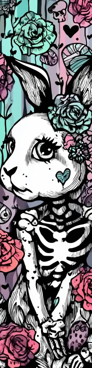 Free printable skeleton chest bunny bookmark to color