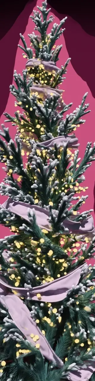 Free printable skinny Christmas tree on pink bookmark