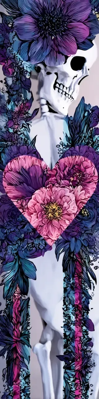 Free printable skull and heart bookmark