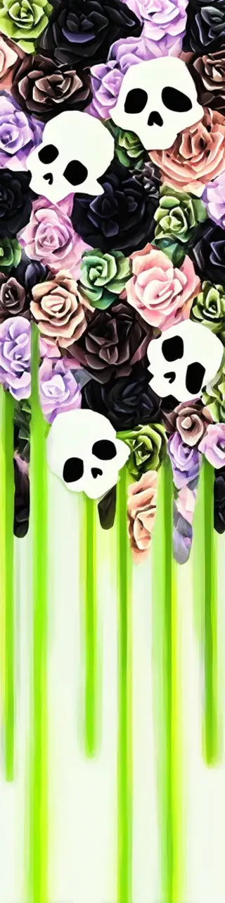 Free printable skulls dripping green lines bookmark