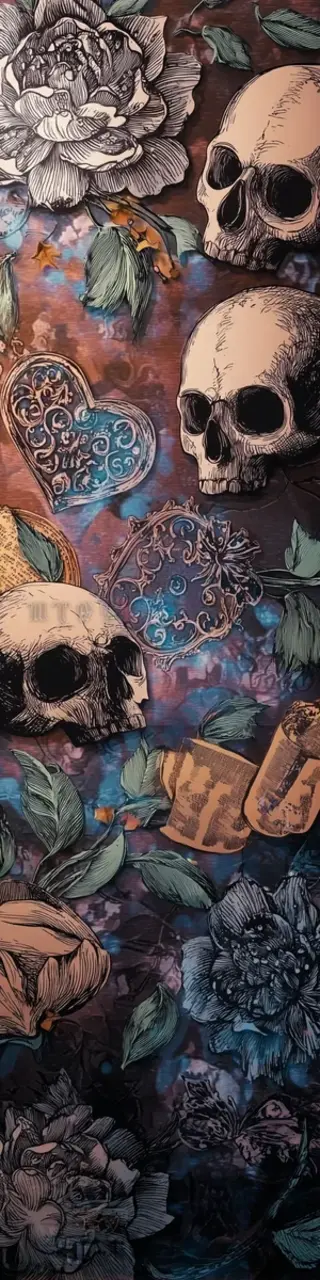 Free printable skulls on dark academia bookmark