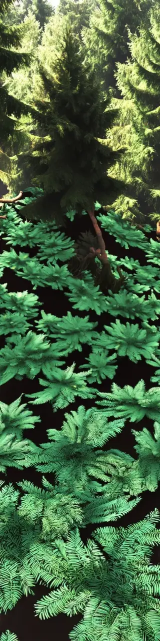 Free printable slanted evergreen tree in forest bookmark