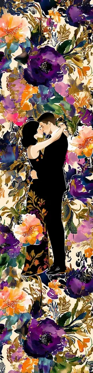 Free printable slow dance couple with flowers bookmark