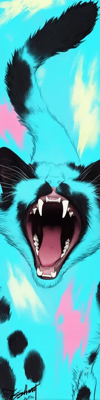 Free printable snarling blue cat bookmark