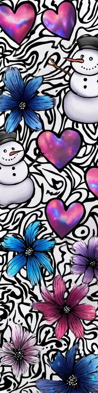 Free printable snowmen hearts and flowers bookmark