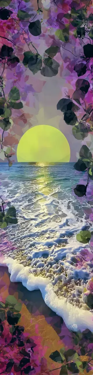 Free printable stained sunset beach bookmark