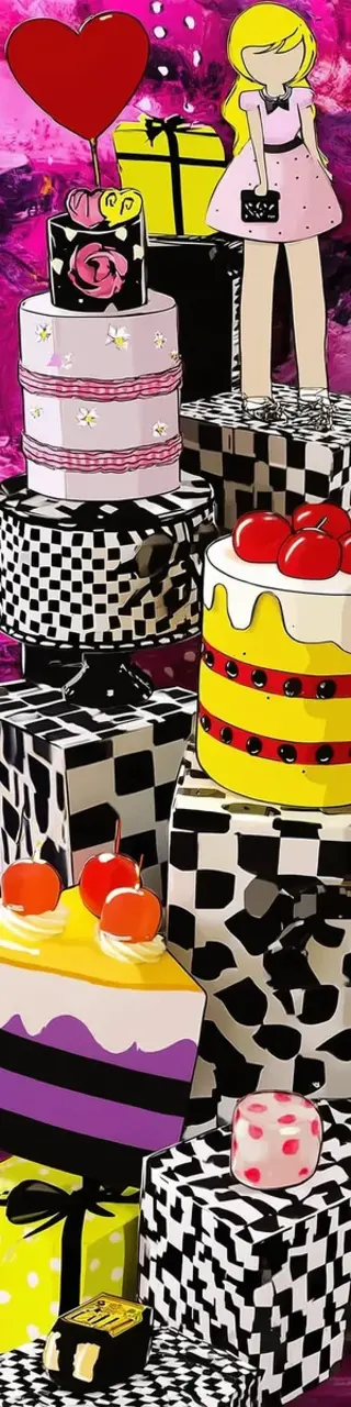 Free printable standing girl with cakes bookmark