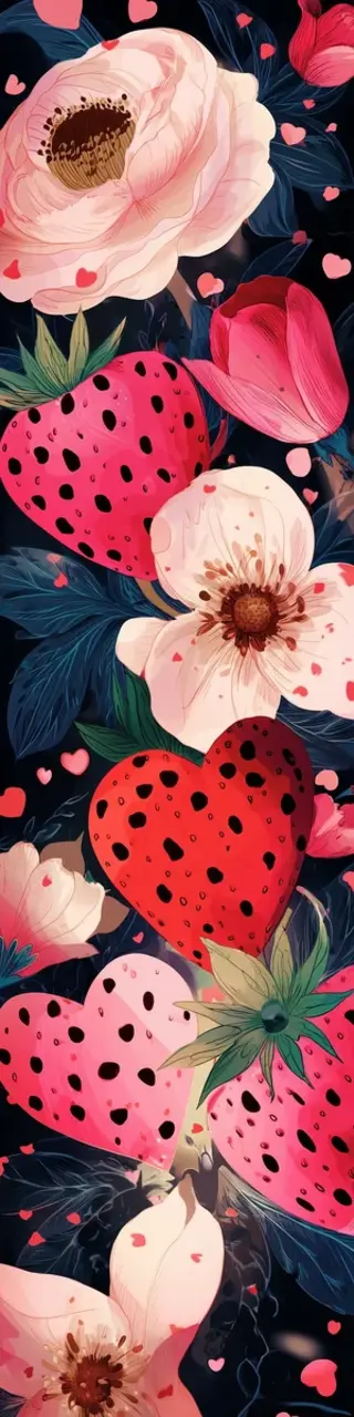 Free printable strawberries floral bookmark